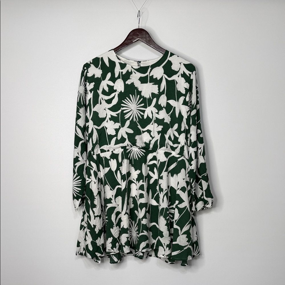 Lulus As Time Grows By Green Floral Print Long Sleeve Dress Size Small